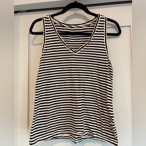Madewell Striped Black and White V-Neck Women's Top